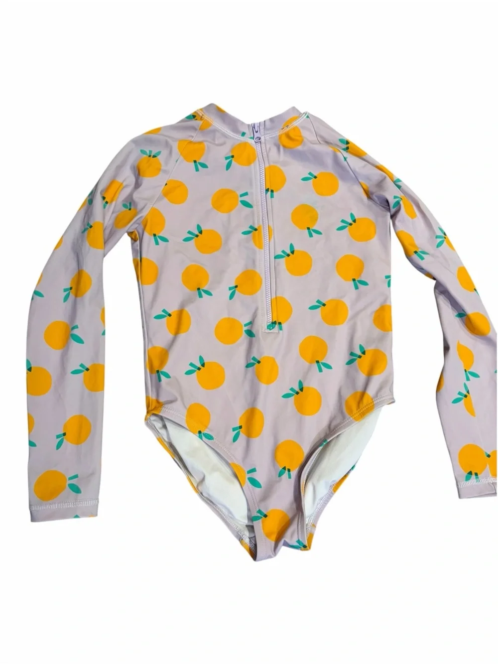 HANNA ANDERSSON Orange Print Long Sleeve Rash Guard Swimsuit